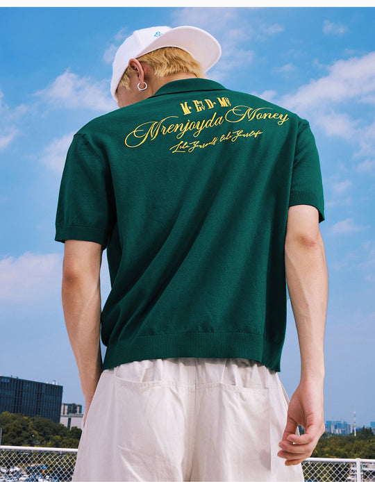 MEDM Handwriting Embroidery Knit Polo | Face 3 Face
