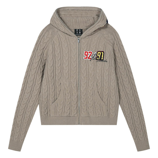 MEDM Patch Applique Zip Up Knit Hoodie | Face 3 Face