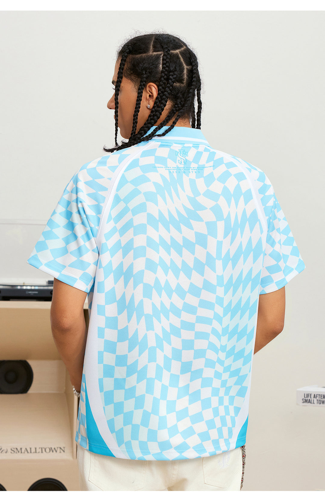 Small Town Kid Twisted Plaid Patchwork Polo Jersey | Face 3 Face
