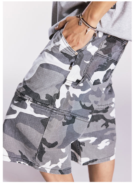 Remedy Leopard and Camouflage Work Painter Baggy Shorts | Face 3 Face