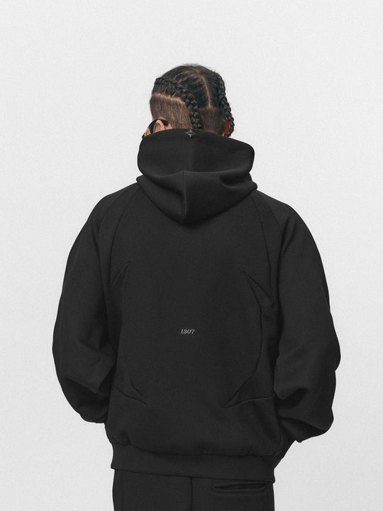 1807 Four Pointed Star Layered Zip Up Hoodie Jacket  | Face 3 Face