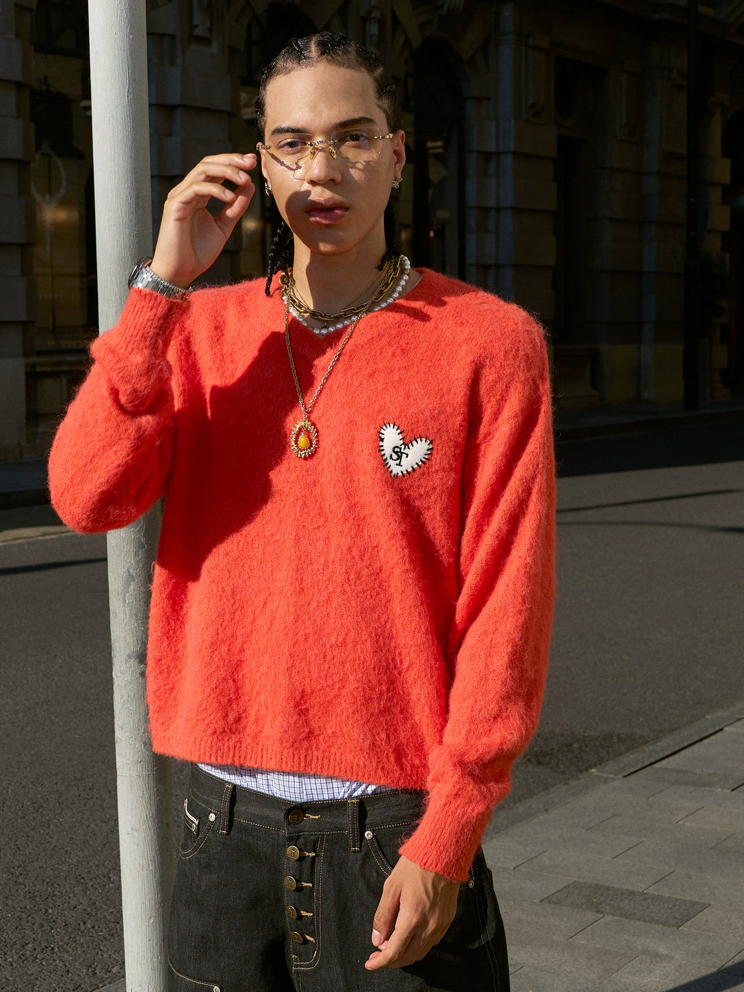 STEEPC Wool Blend Heart Patch Knit Sweater | Face 3 Face