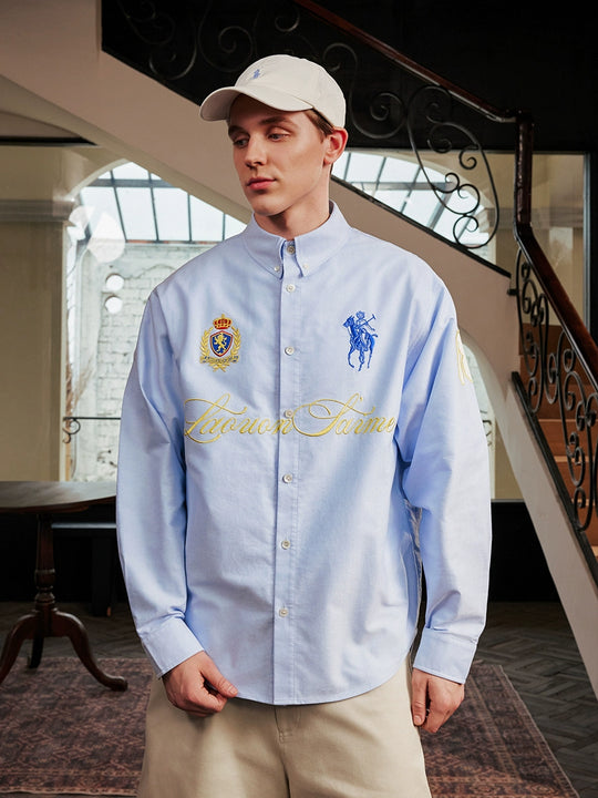Harsh and Cruel Vintage Embroidered Oxford Loose Long Sleeve Shirt | Face 3 Face