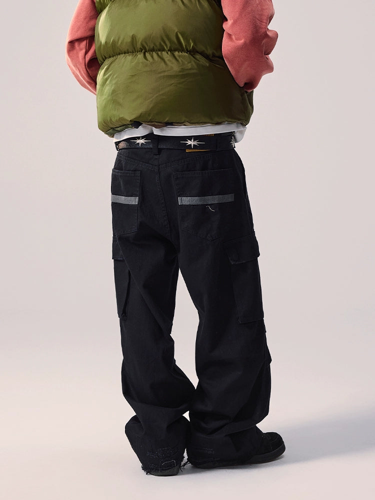 Remedy Distressed Hem Baggy Work Cargo Pants | Face 3 Face