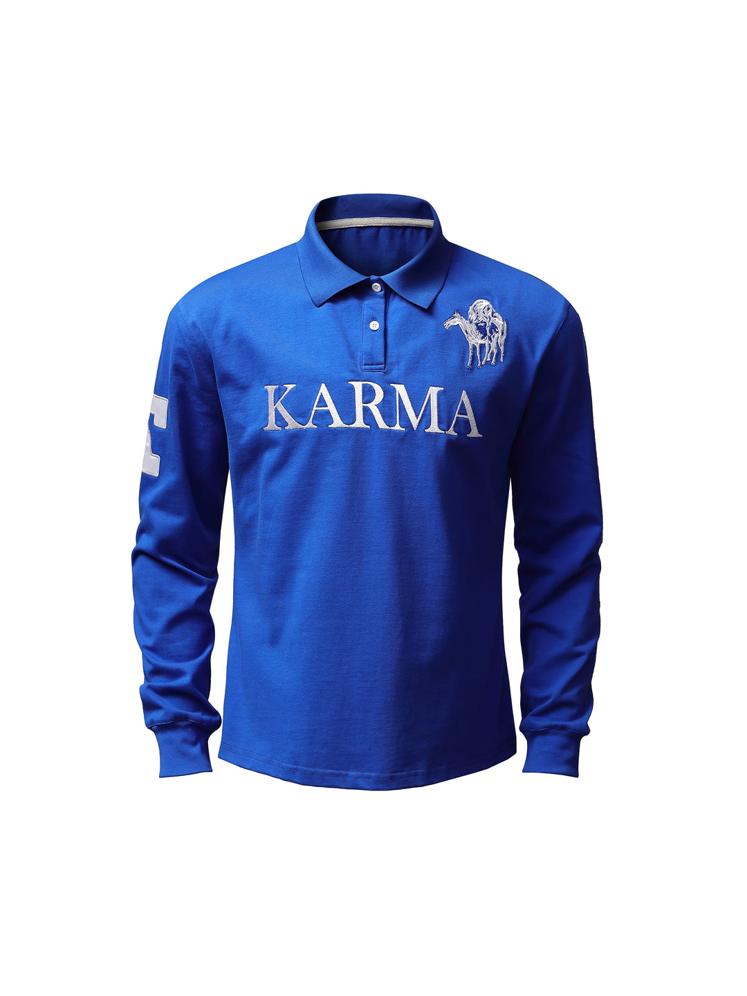 KARMANISTIC Embroidered Printed Long Sleeve Polo Shirt | Face 3 Face