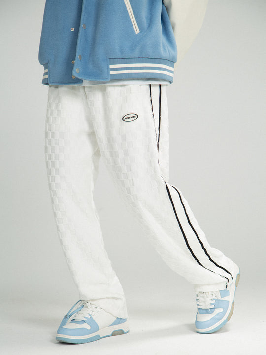 JUST VIBE Checkerboard Pile Track Pants | Face 3 Face