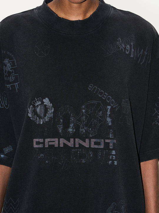 BLIND NO PLAN Washed Vintage Graffiti Multi-Print Tee | Face 3 Face