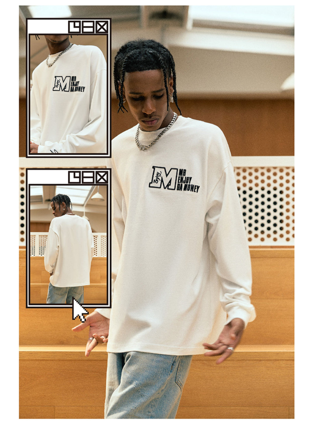 MEDM M Logo Embroidered Long Sleeve Tee | Face 3 Face
