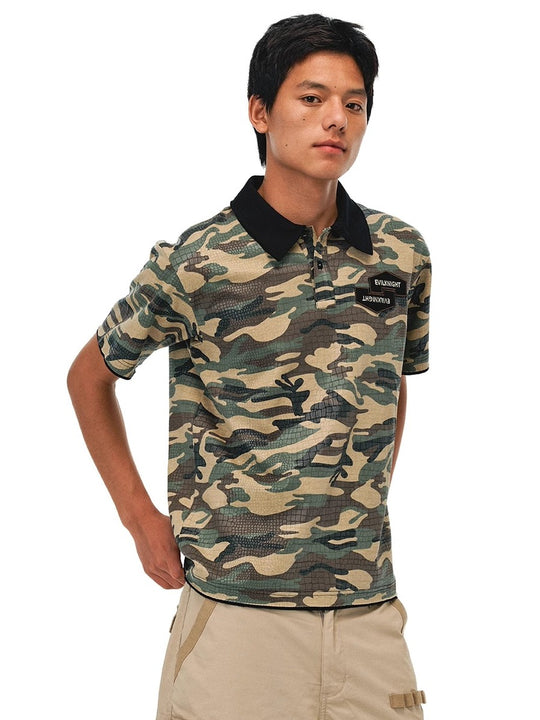 EVILKNIGHT(EK) Embossed Snake Print Camo Polo | Face 3 Face