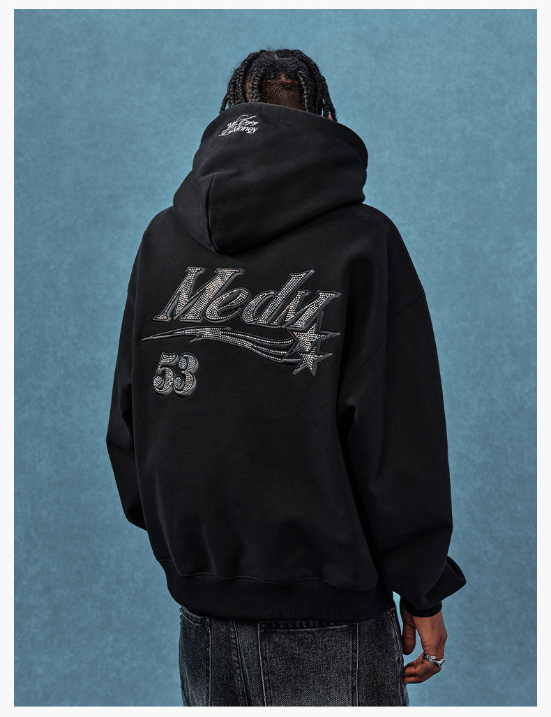 MEDM Rhinestone Star Logo Embroidered Hoodie | Face 3 Face