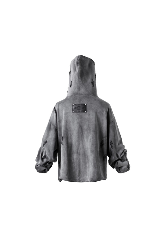 KARMANISTIC Distressed Washed Rivets Hoodie | Face 3 Face