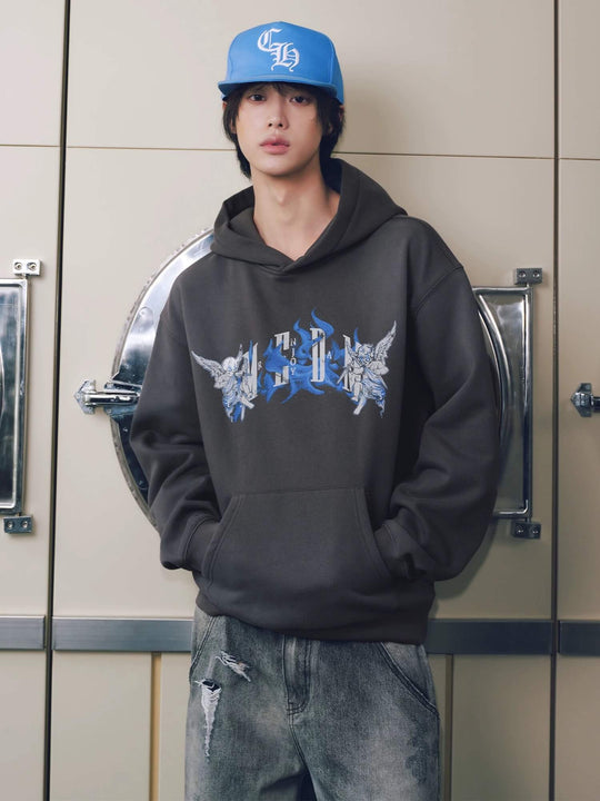 MEDM Skeleton Angel Flame Graffiti Print Hoodie | Face 3 Face