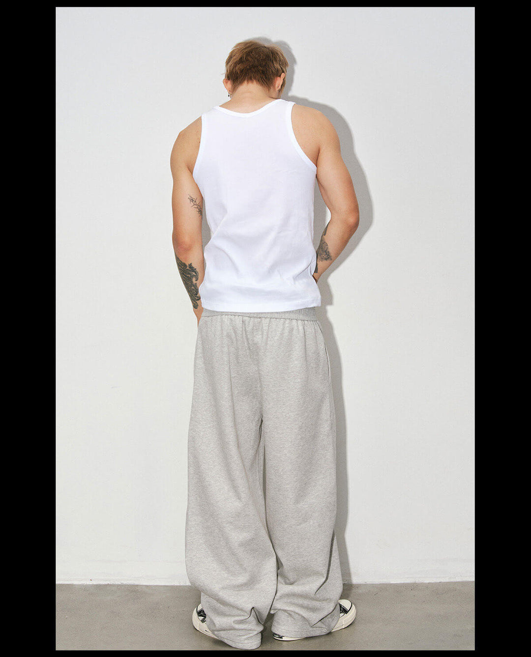 NOVACAM Portrait Graphic Print Curved Baggy Sweatpants | Face 3 Face