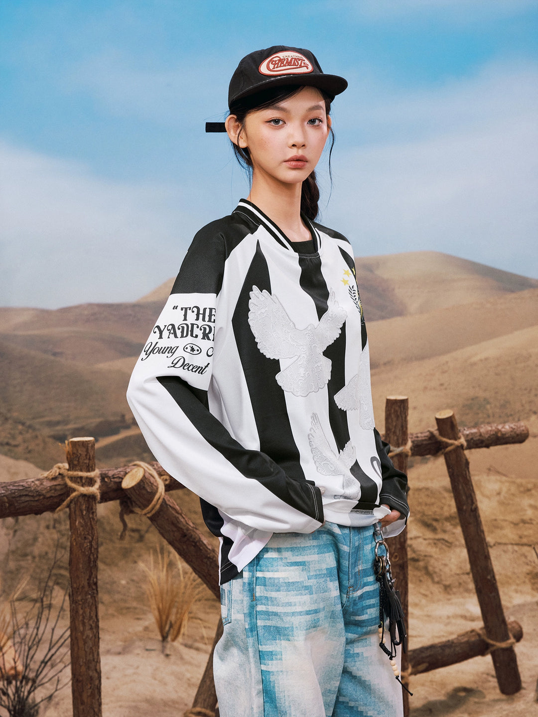 YADcrew Lace Peace Dove Striped Long Sleeve Soccer Jersey | Face 3 Face