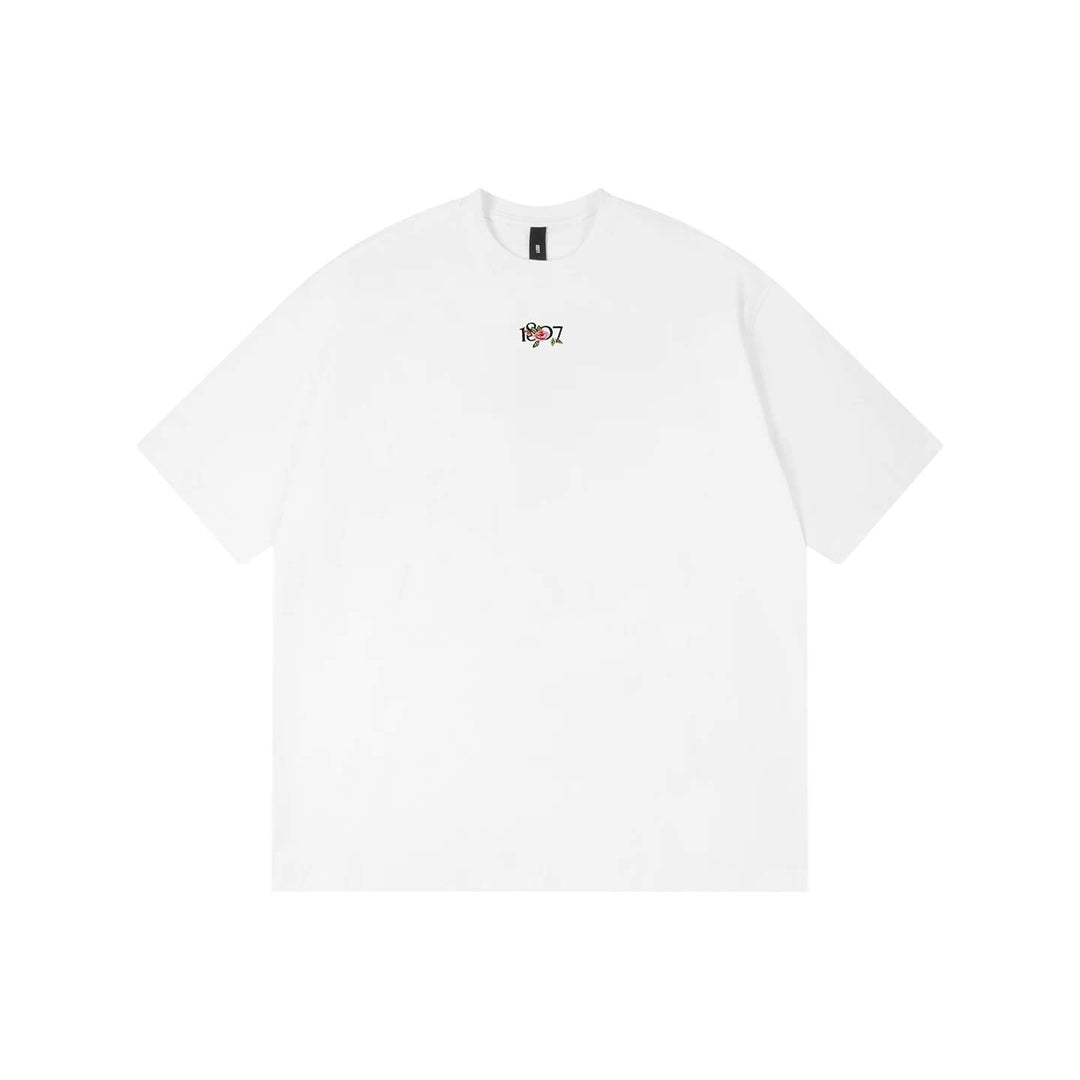 1807 Rose Logo Print Embroidered Short Sleeve Tee | Face 3 Face