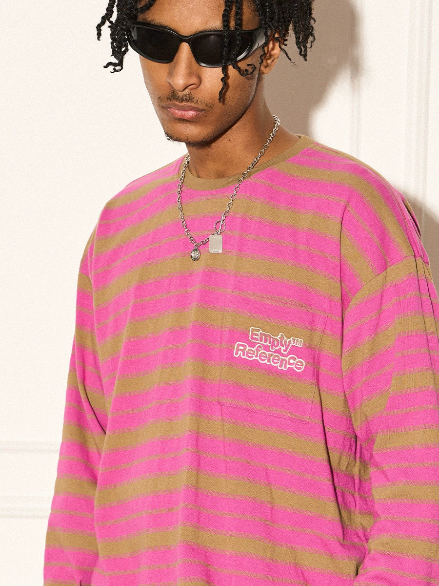 EMPTY REFERENCE Color Clash Striped Long Sleeved Tee