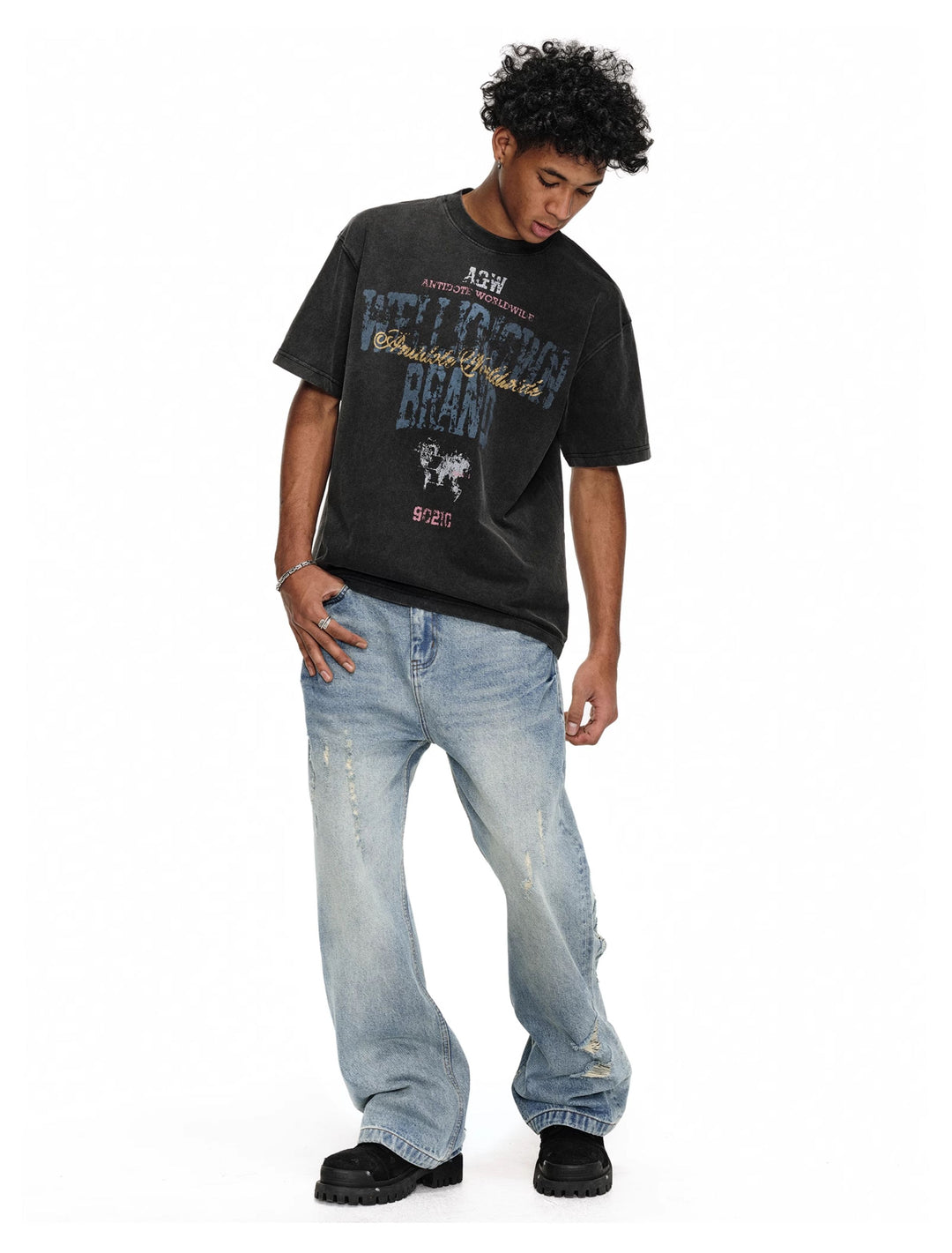 ANTIDOTE Destruction Scratches Washed Ice Blue Jeans | Face 3 Face