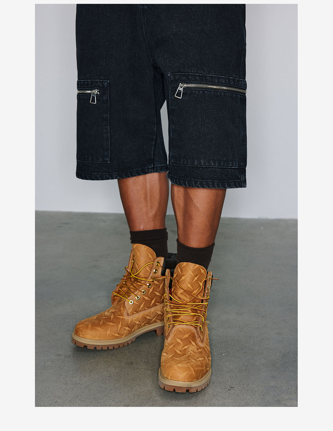 NOVACAM Washed Denim Zip Pocket Work Baggy Shorts | Face 3 Face