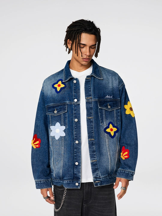 Achock Small Flowers Embroidered Denim Jacket | Face 3 Face