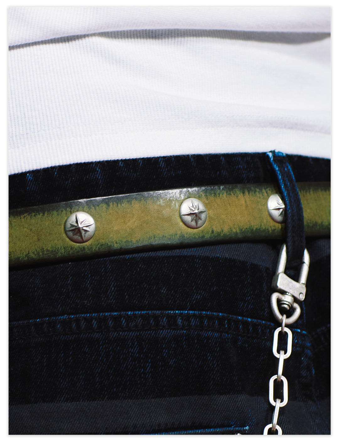 Remedy Washed Color Metal Studded Leather Belt | Face 3 Face