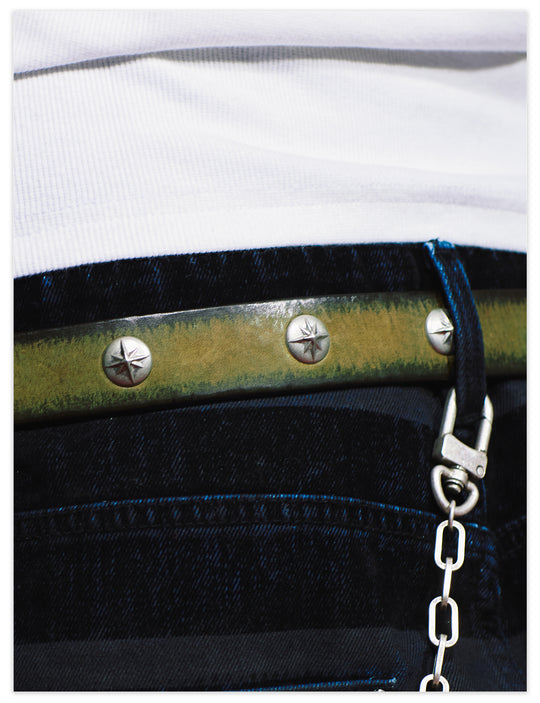 Remedy Washed Color Metal Studded Leather Belt | Face 3 Face