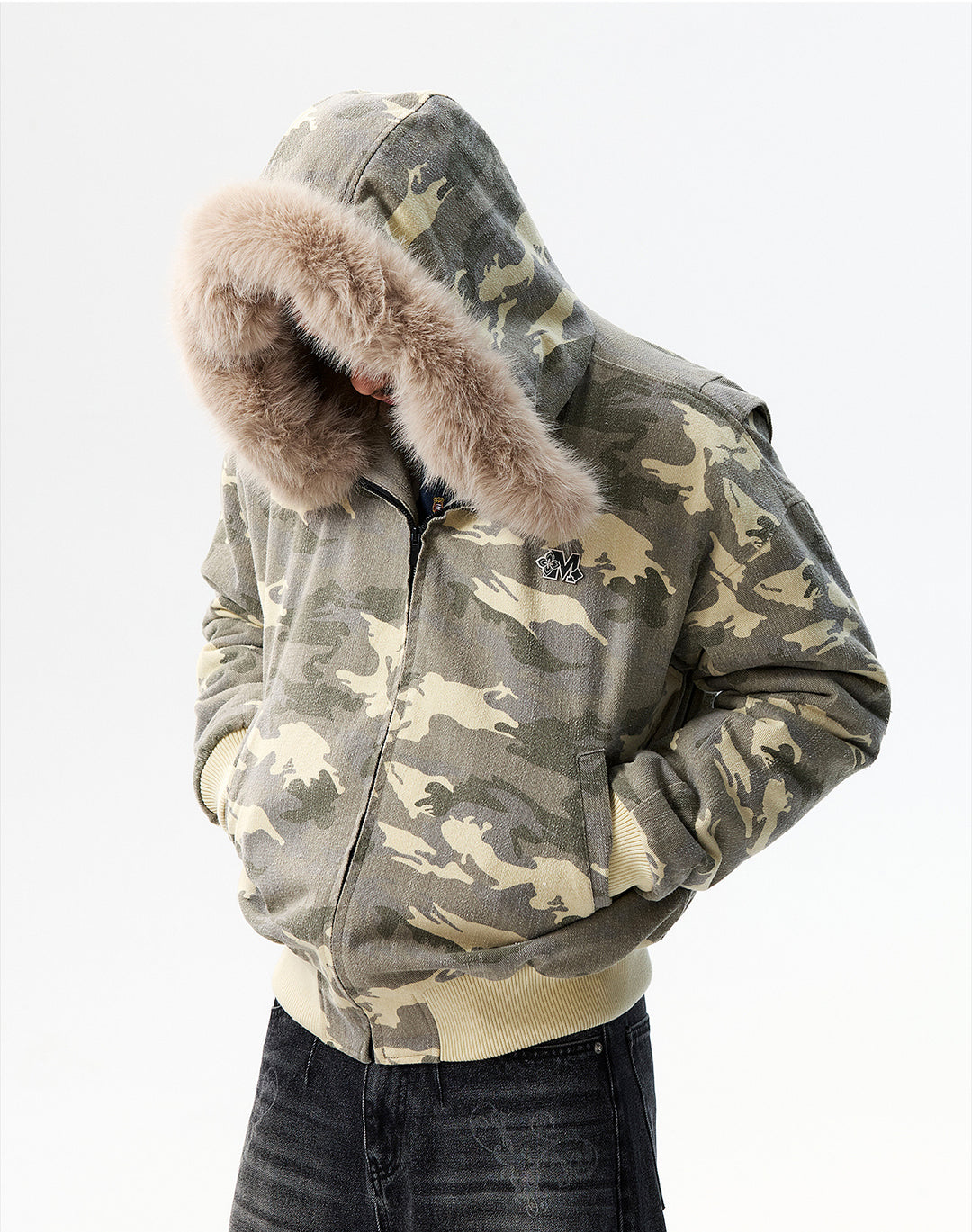 MEDM Detachable Fur Camouflage Hooded Jacket | Face 3 Face