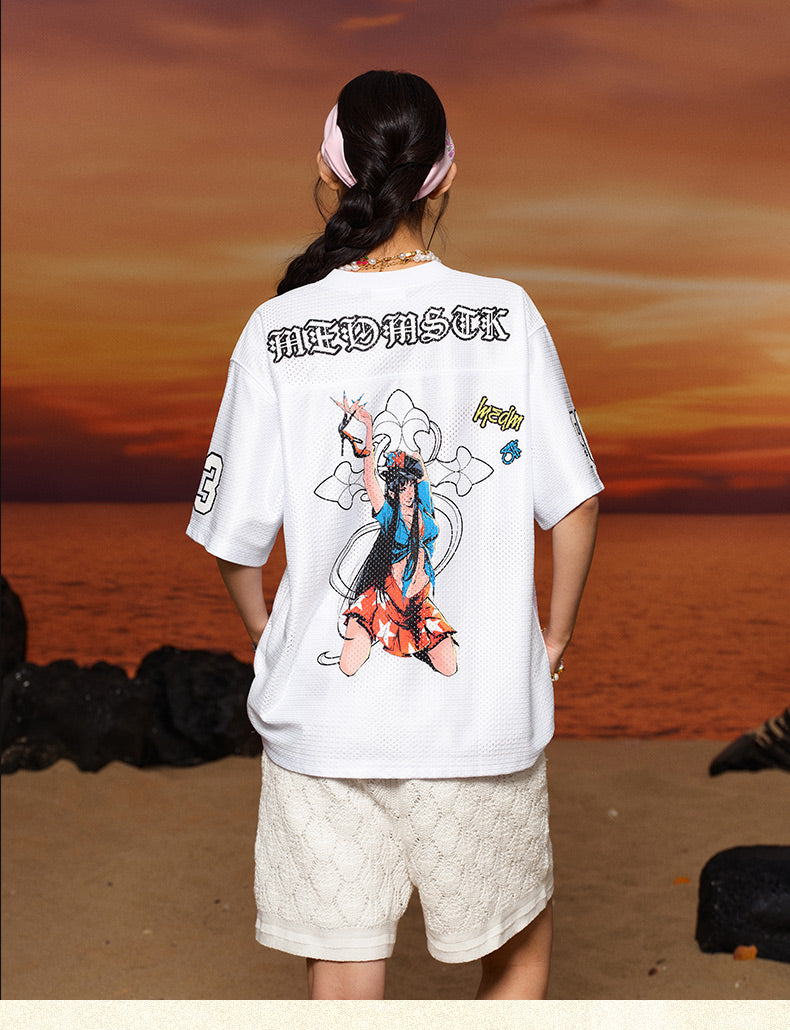 MEDM × STK Girl Cross Print Mesh Jersey | Face 3 Face