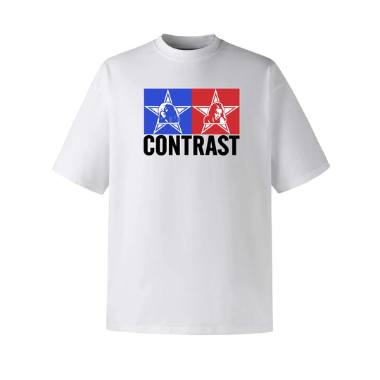 NOVACAM Double Star Girl Graphic Print Short Sleeve Tee | Face 3 Face