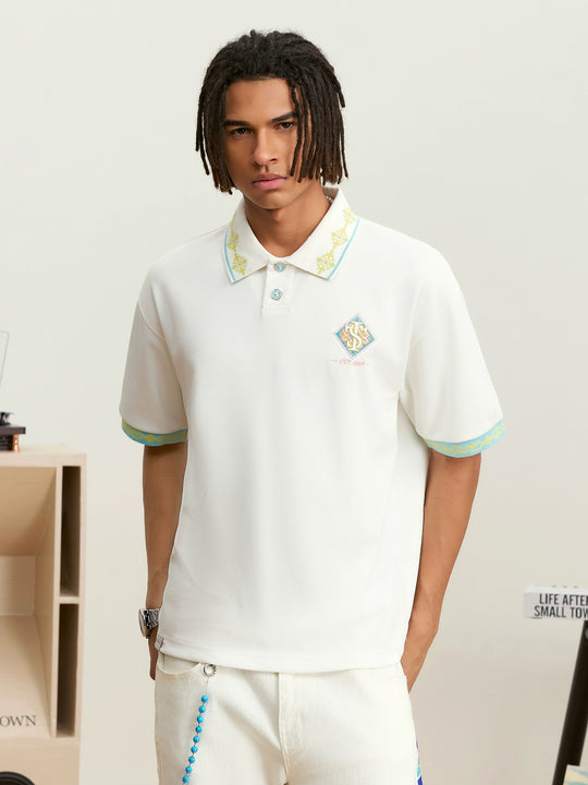 Small Town Kid Ethnic Pattern Jacquard Polo Shirt | Face 3 Face