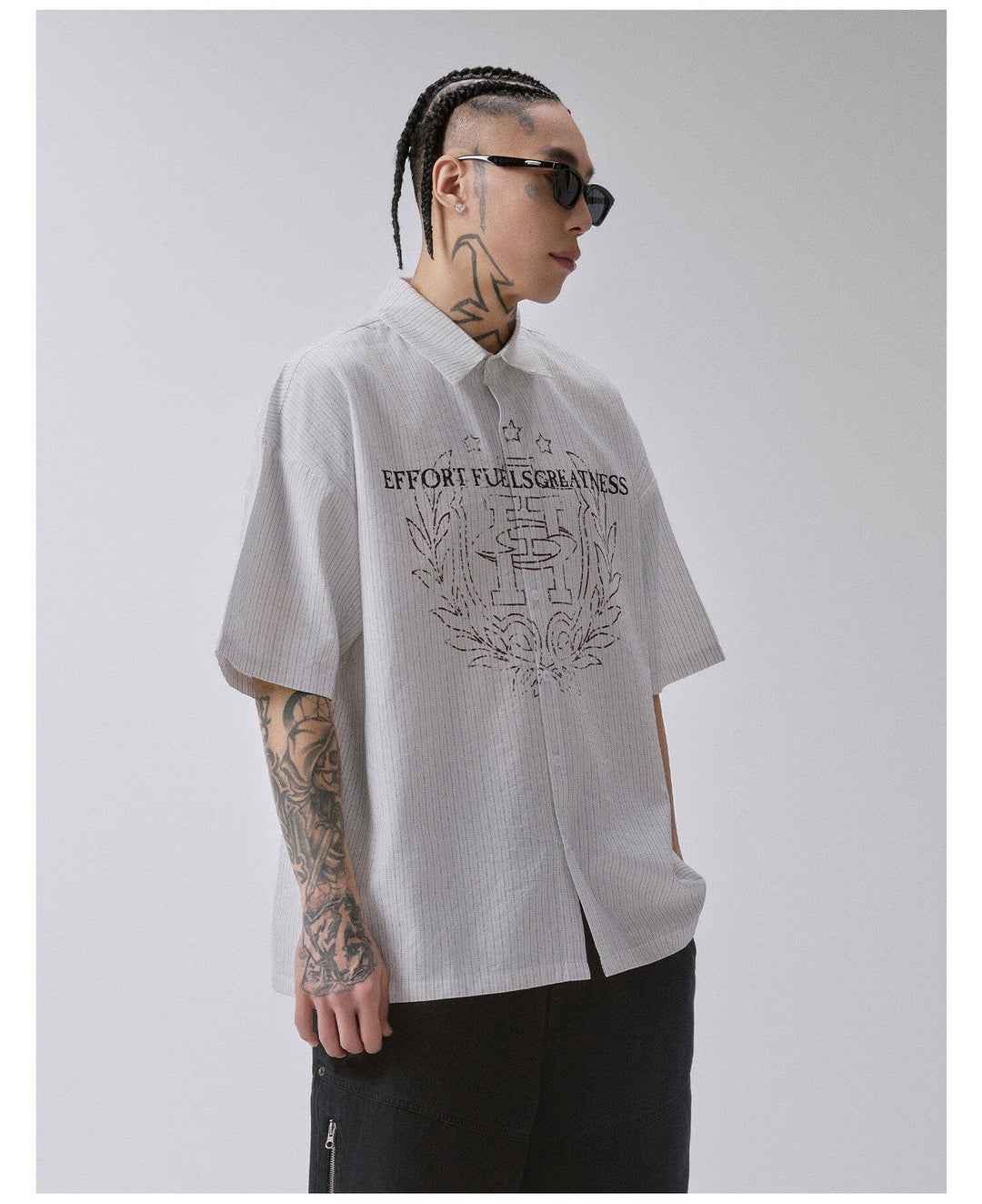 F2CE Stitch Stripe Vintage Print Short Sleeve Shirt | Face 3 Face
