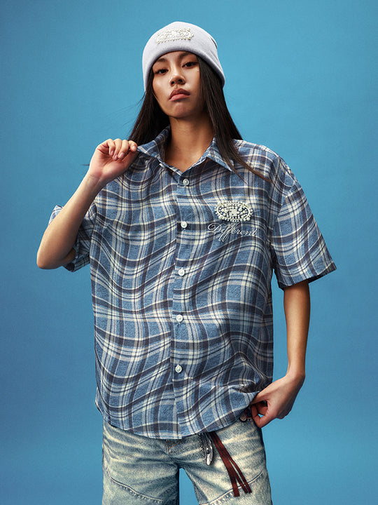 YADcrew Twisted Plaid Short Sleeve Shirt | Face 3 Face