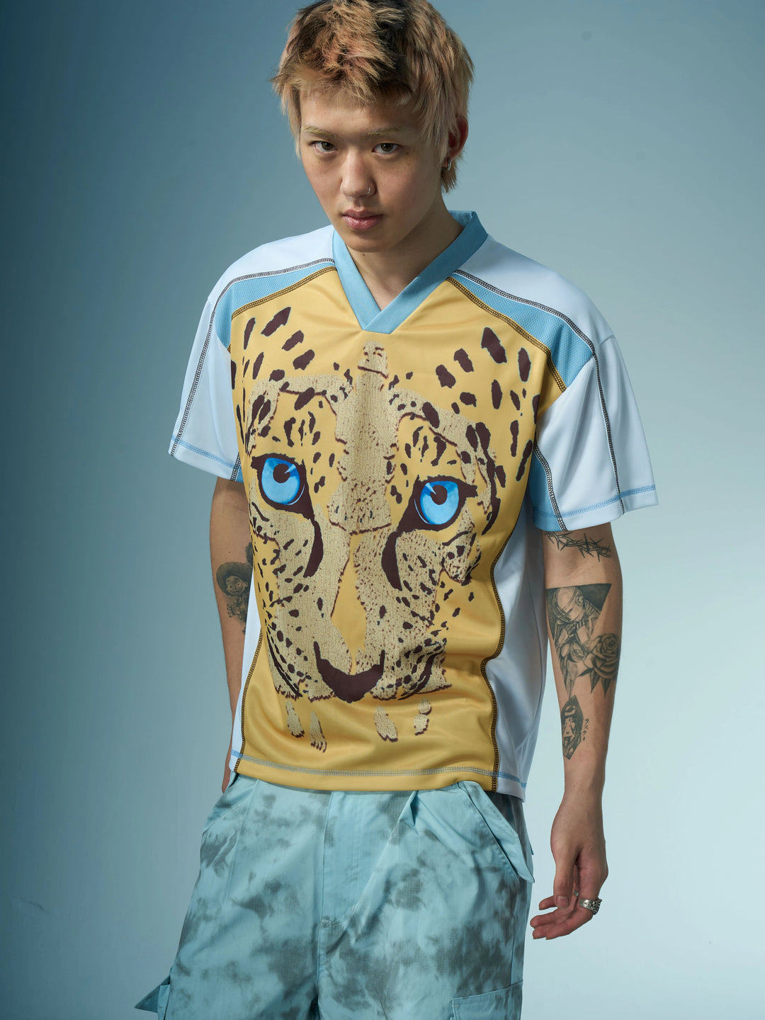 EVILKNIGHT(EK) Leopard Print V-neck Soccer Jersey | Face 3 Face
