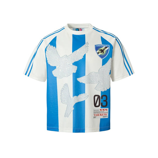 YADcrew Lace Peace Dove Striped Soccer Jersey | Face 3 Face
