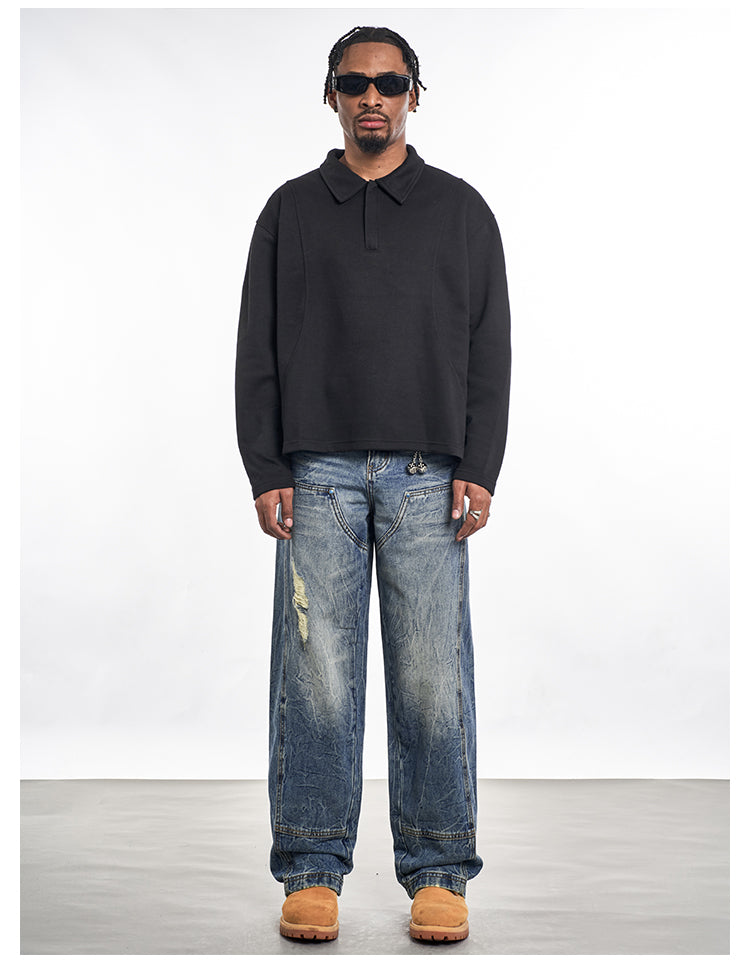 F3F Select Turquoise Studs Washed Double Knee Jeans | Face 3 Face