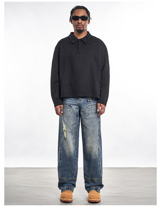 F3F Select Turquoise Studs Washed Double Knee Jeans | Face 3 Face