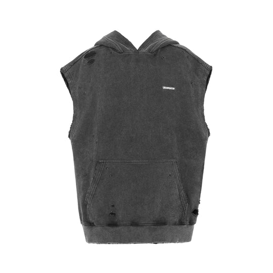 UNDERWATER Destruction Faded Spliced Sleeveless Hoodie