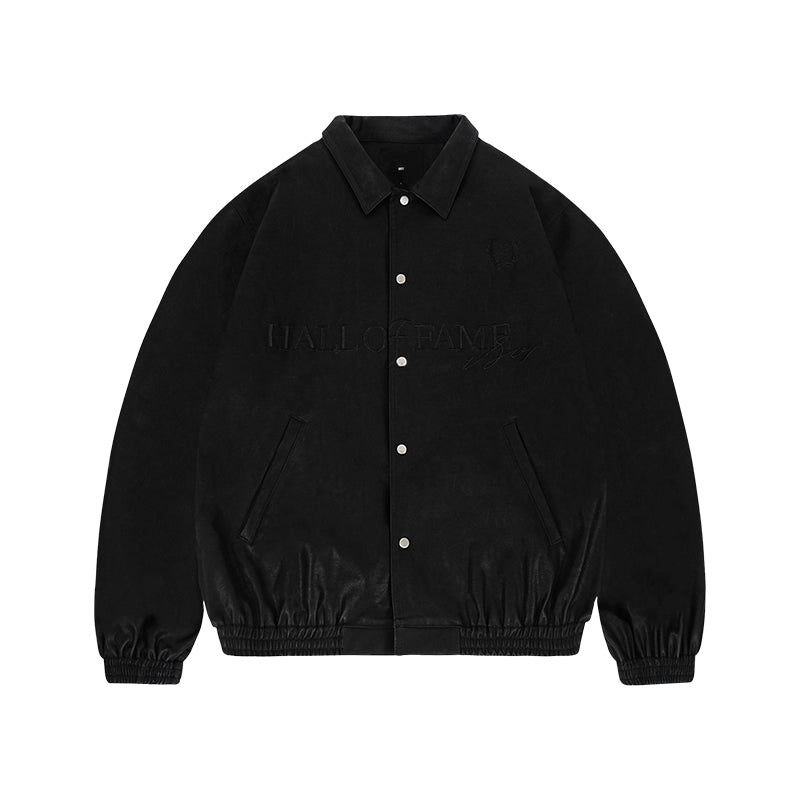 1807 3D Embroidery Leather  Coach Jacket | Face 3 Face