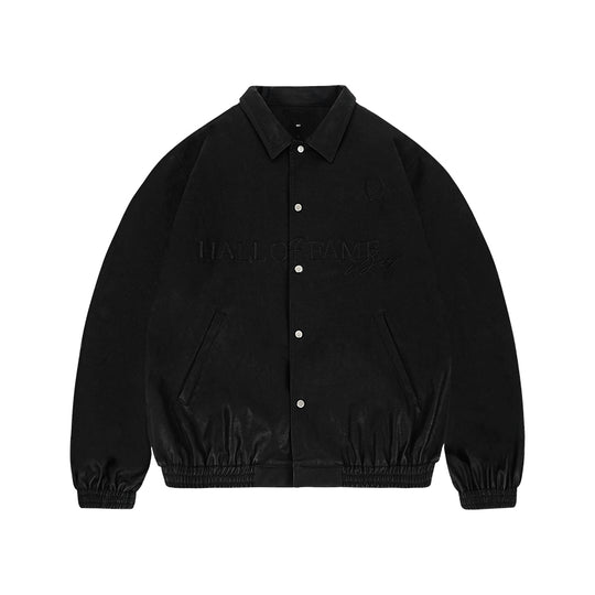 1807 3D Embroidery Leather  Coach Jacket | Face 3 Face