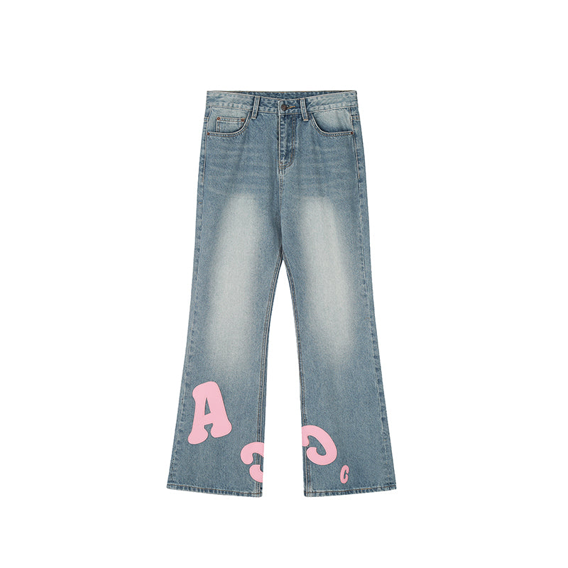 Achock Heavy Embroidered Micro Flare Denim Jeans | Face 3 Face