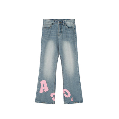 Achock Heavy Embroidered Micro Flare Denim Jeans