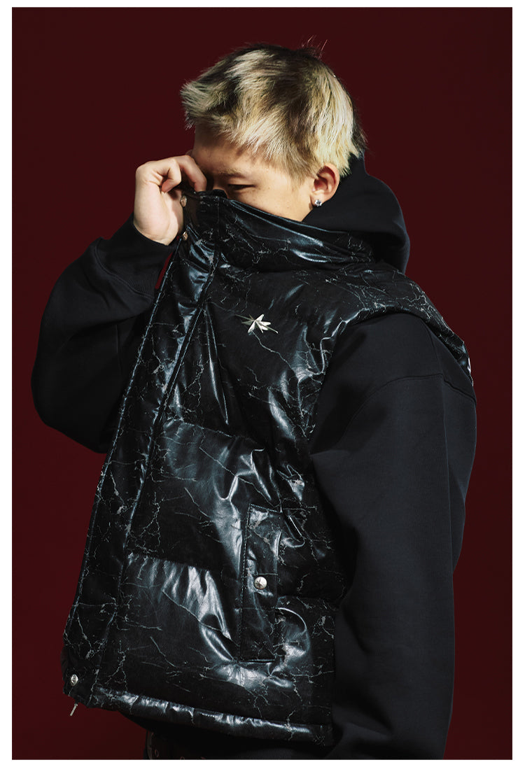 Remedy Cracked Design Puffer Vest | Face 3 Face