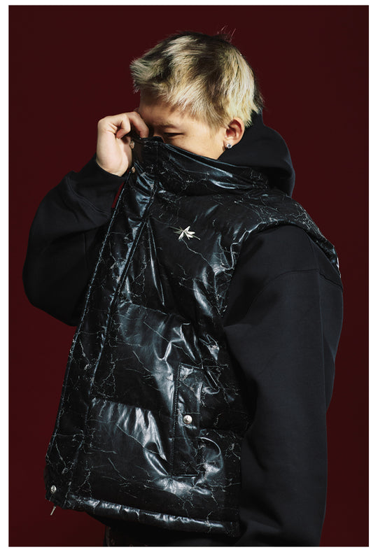 Remedy Cracked Design Puffer Vest | Face 3 Face