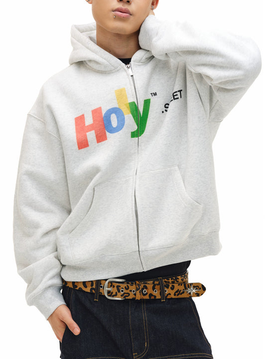 NOVACAM Vintage Monogram Print Zip Up Hoodie | Face 3 Face