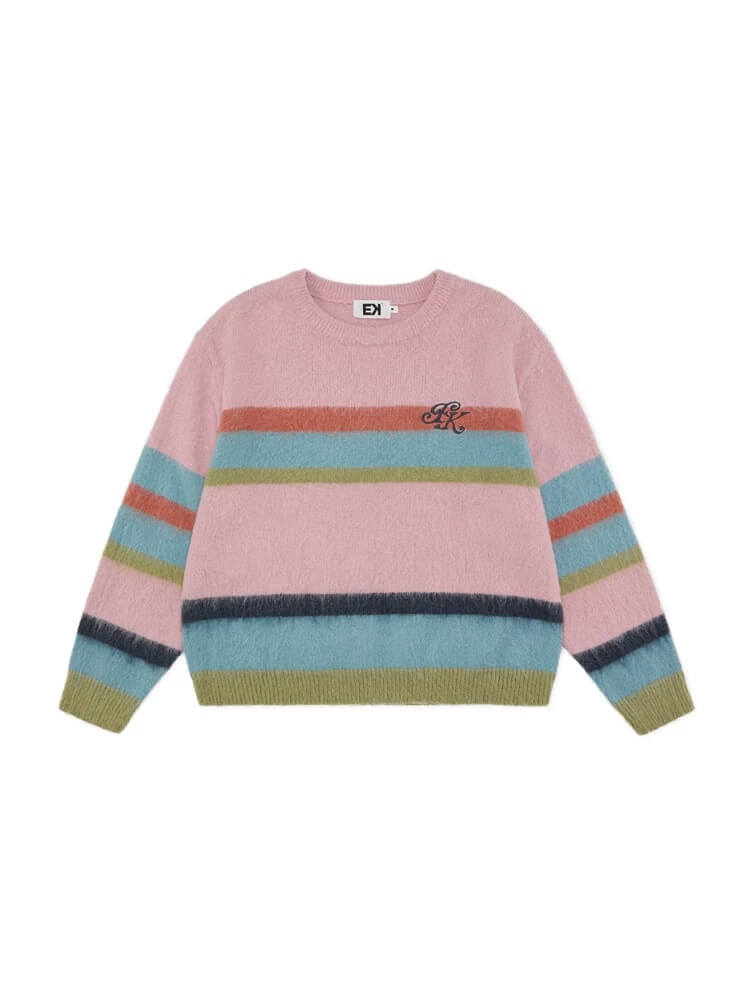 EVILKNIGHT(EK) Rainbow Striped Knit Sweater | Face 3 Face