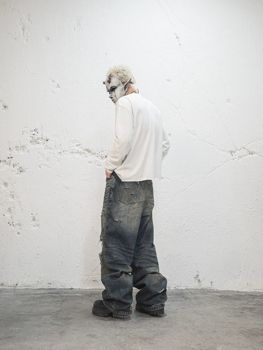 UNDERWATER Dirty Dye Aged Torn Baggy Jeans | Face 3 Face
