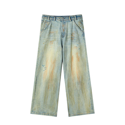 JHYQ Vintage Dirty Dyed Washed Baggy Jeans | Face 3 Face