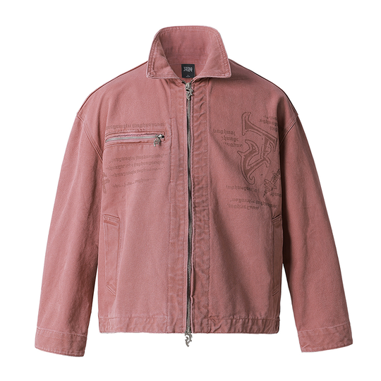 JHYQ Zipper Printed Canvas Work Jacket