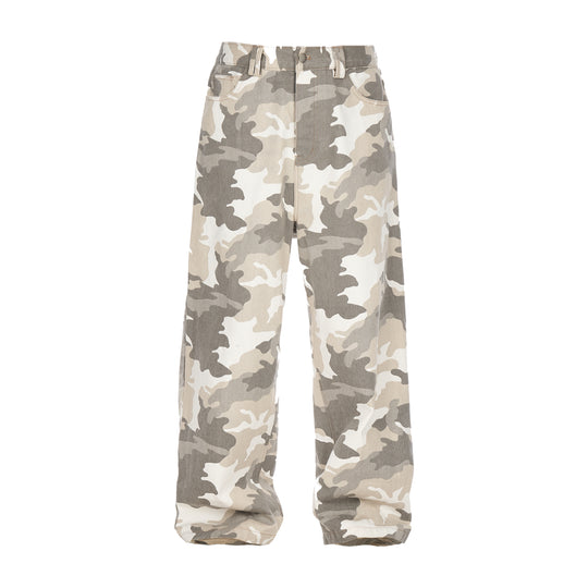 STEEPC Gray & White Camouflage Print Baggy Pants | Face 3 Face