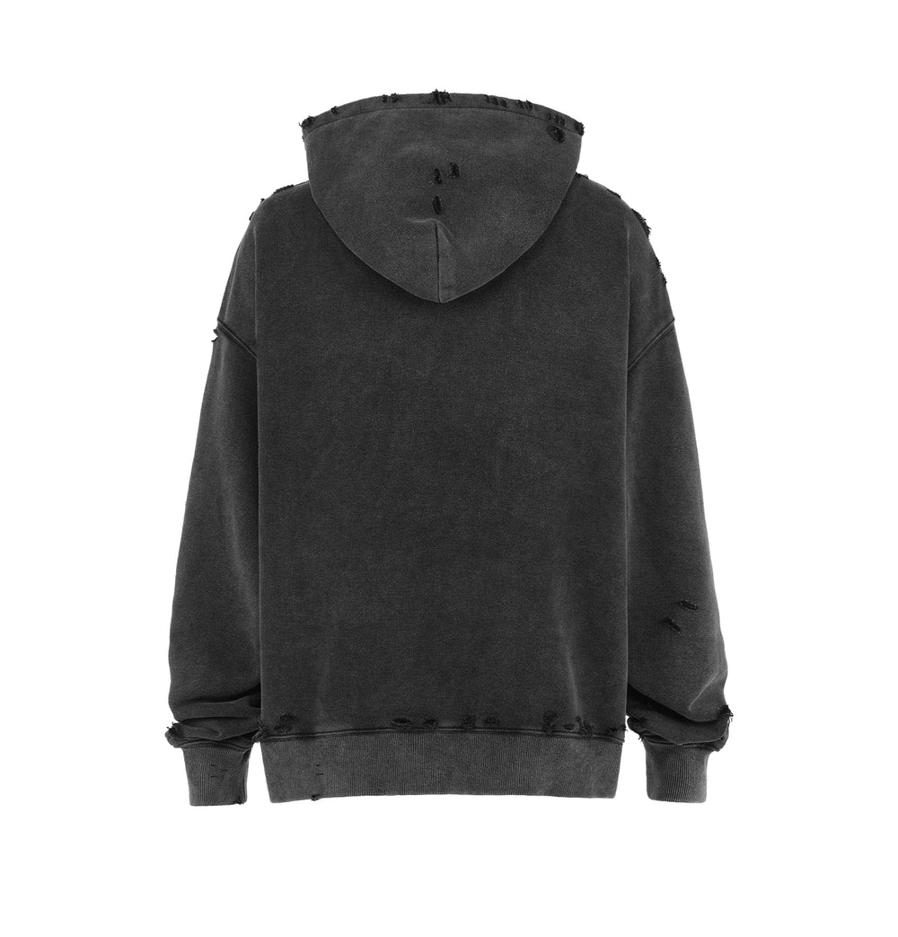 UNDERWATER Damaged Faded Logo Embroidered Hoodie