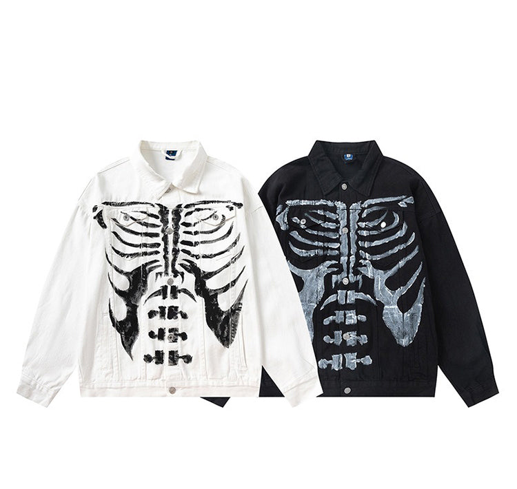 F3F Select Skeleton Bone Printing Denim Jacket